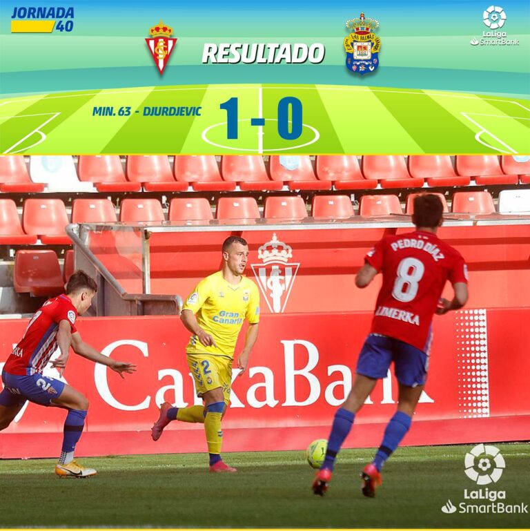 La UD Las Palmas pierde en Gijón y el Sporting sigue su lucha por el ascenso (1-0)