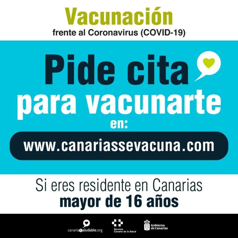 Residentes canarios mayores de 16 años pueden pedir cita para vacunarse contra la COVID a través de un formulario web