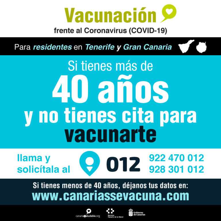Sanidad pide que soliciten cita los mayores de 40 años que están sin vacunar