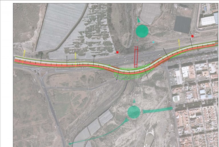 Las obras del tercer carril de la TF-1 en Oroteanda obligan a desviar el tronco de la autopista durante dos noches