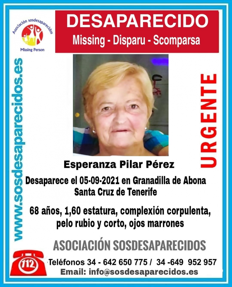 Buscan a Esperanza Pilar Pérez, desaparecida en el sur de Tenerife