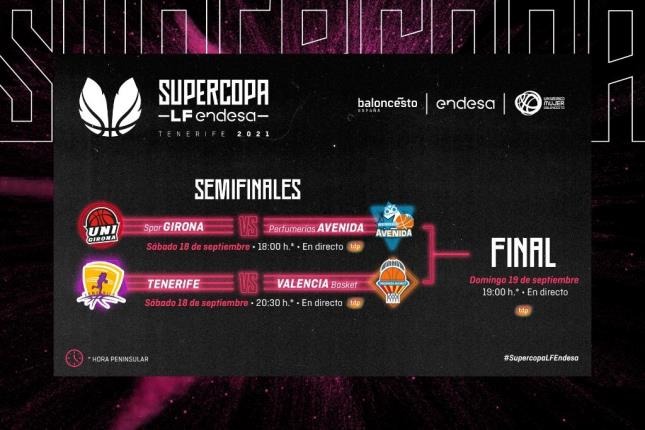 SPAR Girona-Perfumerías Avenida y Clarinos-Valencia, semifinales de Supercopa Endesa