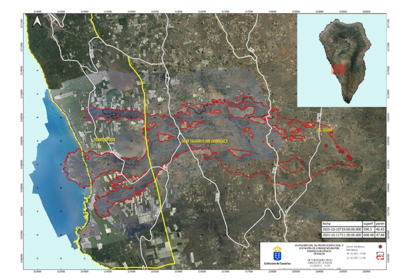 La mayor fluidez de las coladas eleva a 595 las hectáreas afectadas