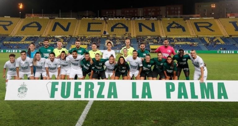 El fútbol canario se volcó con La Palma en un encuentro histórico, «Fuerza La Palma»