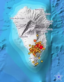 La Palma registra una veintena de sismos desde la pasada medianoche, el mayor de magnitud 3,8 en Mazo