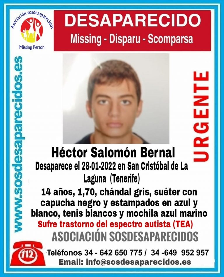 Buscan a Héctor Salomón Bernal, desaparecido este viernes en San Cristóbal de La Laguna