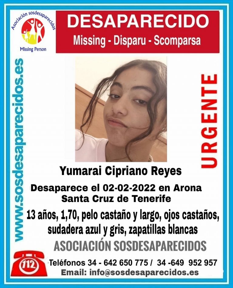 Buscan a Yumarai Cipriano Reyes, menor desaparecida en Arona