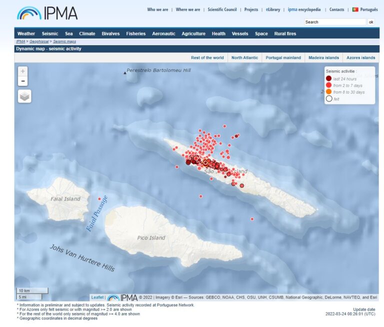 Comienzan las evacuaciones en la isla lusa de San Jorge ante el riesgo de erupción