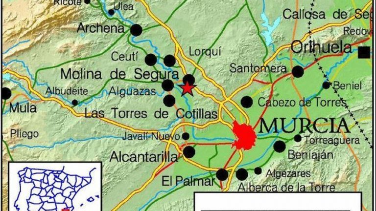 Registrado un terremoto de magnitud 3,1 en el municipio murciano de Molina de Segura