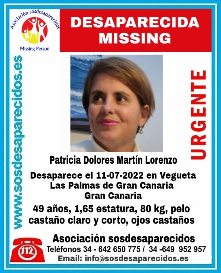 Continúa la búsqueda de Patricia Dolores, desaparecida el 11 de julio en Gran Canaria