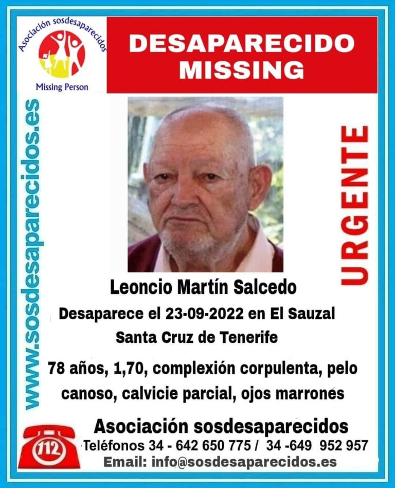 Buscan a Leoncio Martín, desaparecido en Tenerife el pasado viernes