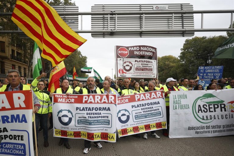 Cientos de transportistas marchan por Madrid para reclamar mejoras laborales