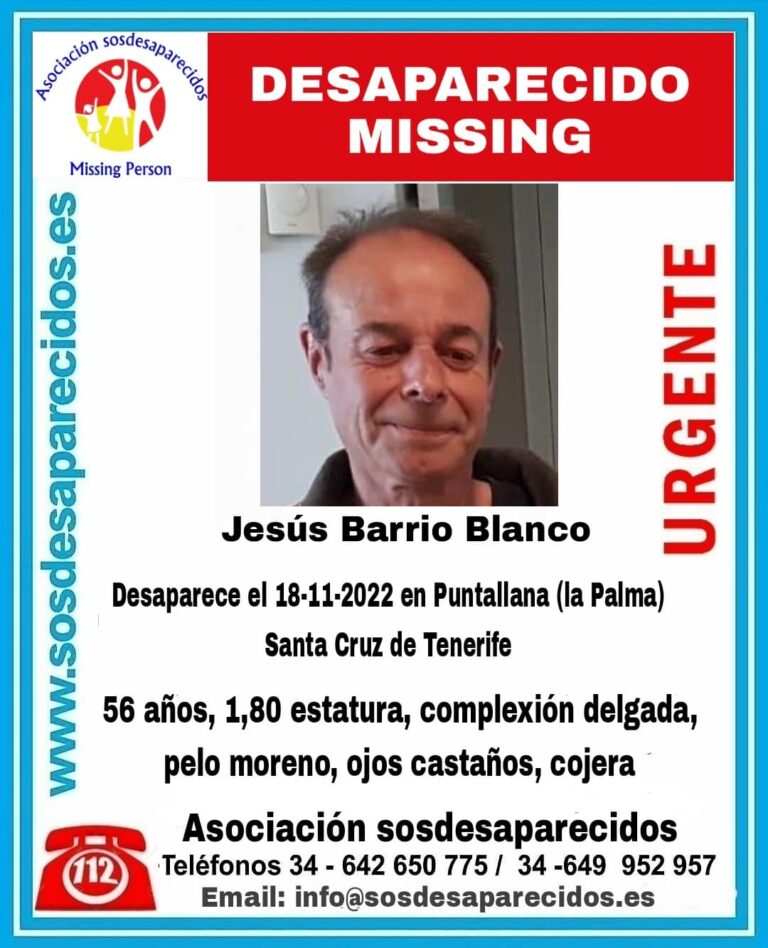 Desaparecido un hombre en La Palma desde el pasado 18 de noviembre