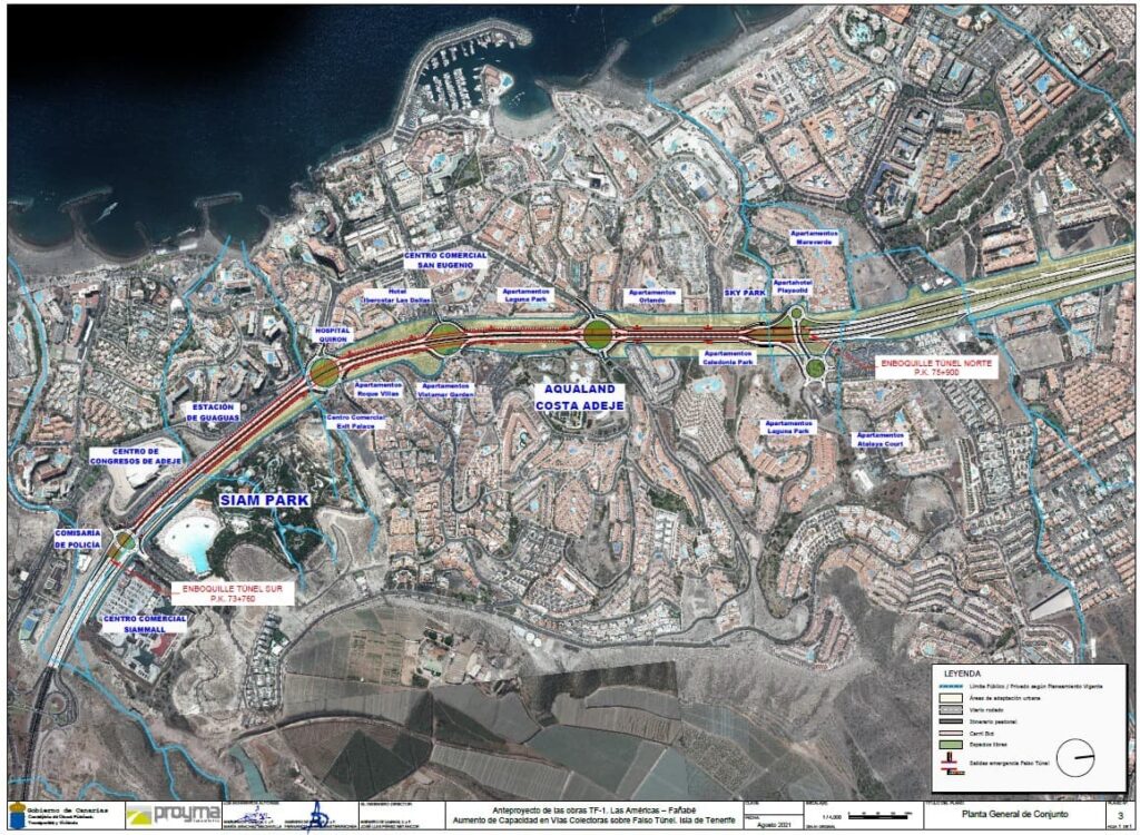 Adjudicada por 95,5 millones la obra del falso túnel sobre la TF-1 entre Las Américas y Fañabé
