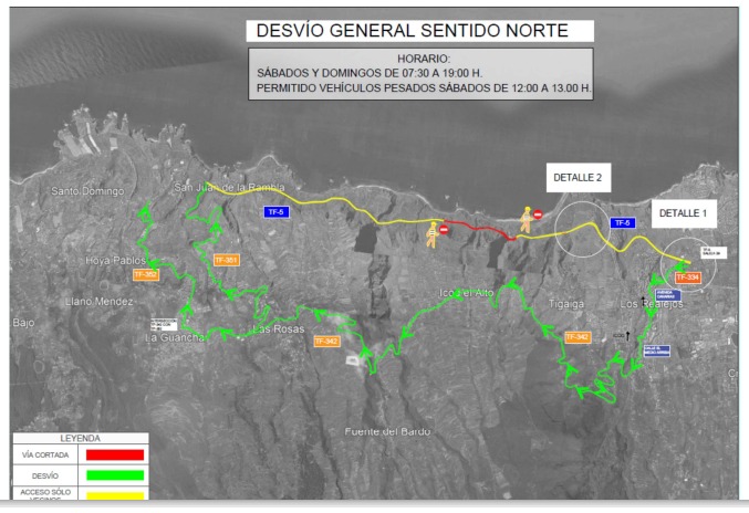 La TF-5 se cortará dos fines de semana entre San Juan de la Rambla y Los Realejos por obras