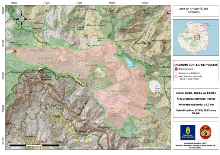 El Cabildo declara estabilizado el incendio de Gran Canaria