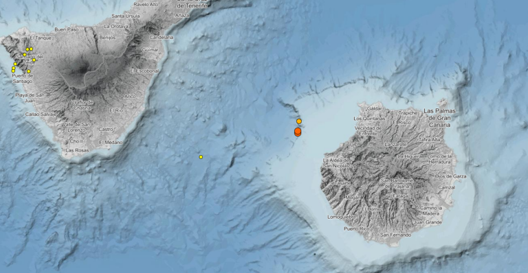 Tres seísmos consecutivos de magnitudes 3 a 3,7 sacuden la costa oeste de Gran Canaria