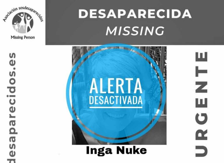 Se localiza a Inga Nuke, desaparecida desde el 29 de julio. Su pareja ha sido detenida
