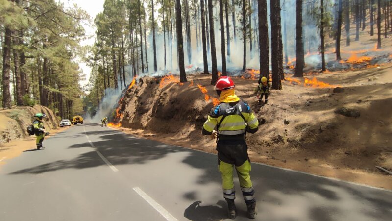 EIRIF trabaja en la maniobra contrafuego en la zona Chipeque