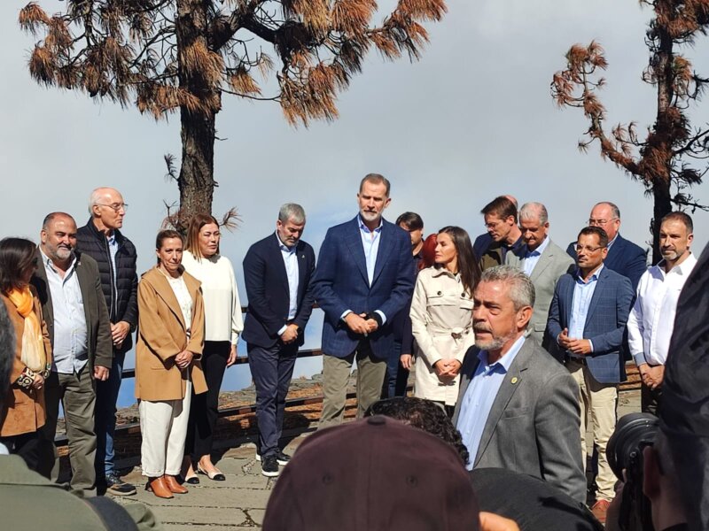 Foto de la visita de Los Reyes a la zona afectada por el incendio de Tenerife