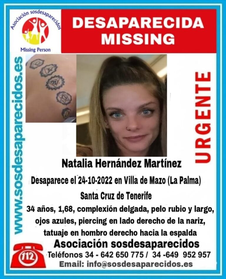 Sigue la búsqueda de Natalia Hernández, desaparecida hace 1 año en La Palma