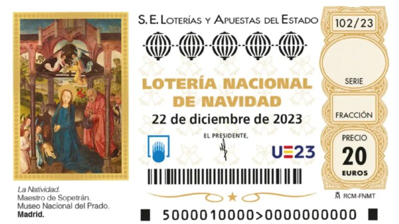 Imagen del décimo de la lotería de navidad 2023