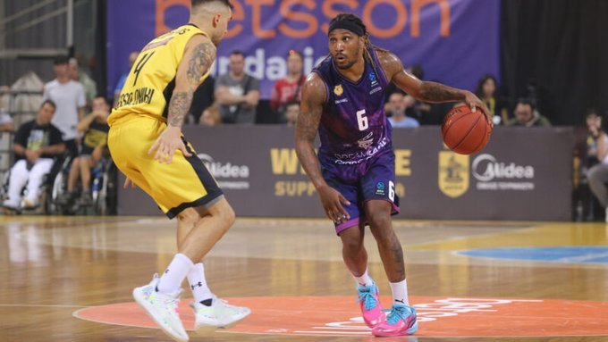 Imagen partido Dreamland Gran Canaria contra el Aris Midea Salónica. Foto "X" Dreamland Gran Canaria