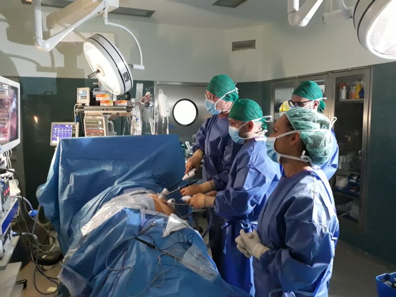 Extracción riñón por laparoscopia. Imagen cedida por el HUC