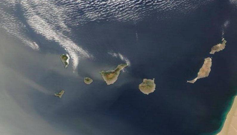 Imagen Nasa Terra Modis del episodio de calima que afecta a Canarias