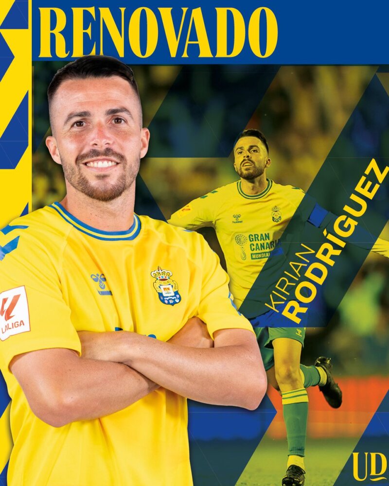 Imagen del anuncio de la renovación de Kirian Rodríguez con la UD Las Palmas hasta 2028