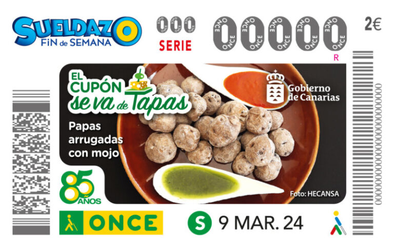 Las Papas con Mojo son las protagonistas del cupón de la ONCE del sábado, 9 de marzo