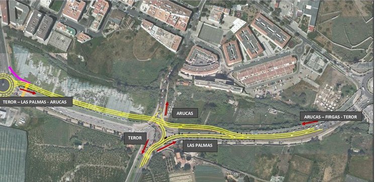Vías alternativas por el soterramiento de la GC-20. Imagen Consejería de Obras Públicas, Vivienda y Movilidad