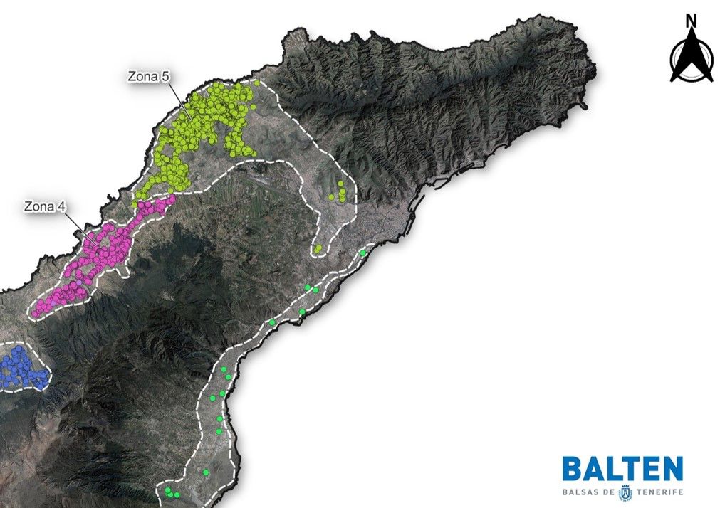 Zonas afectadas por las restricciones de agua debido a la emergencia hídrica en Tenerife / Balten