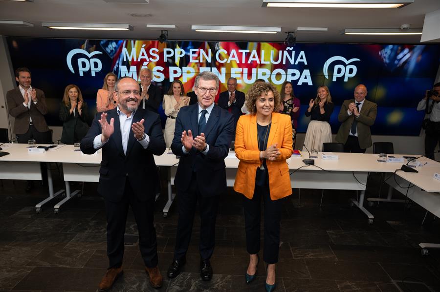 Feijóo cree que Sánchez le dará a Puigdemont el Govern. Imagen: El presidente del PP, Alberto Núñez Feijóo (c), antes de presidir la reunión del Comité Ejecutivo Nacional, este martes en Madrid. EFE