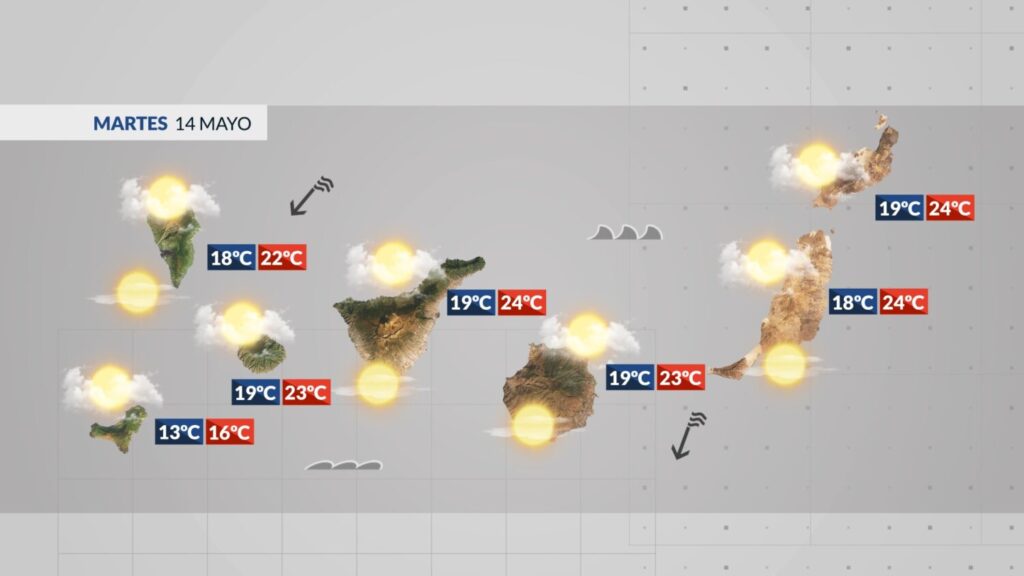Mapa de la previsión del tiempo en Canarias 14 mayo 2024