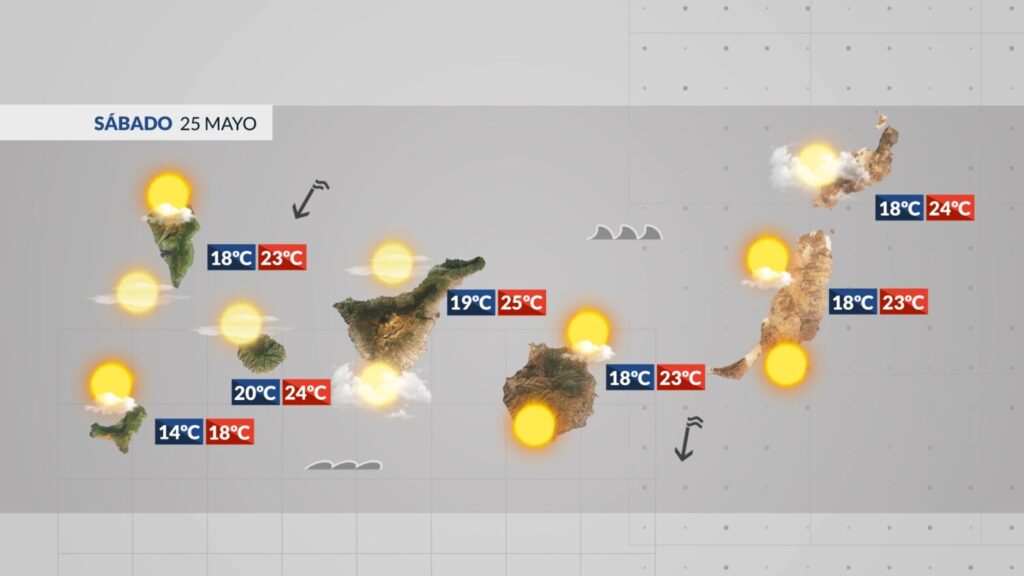 Mapa de la previsión meteorológica para este sábado 25 de mayo