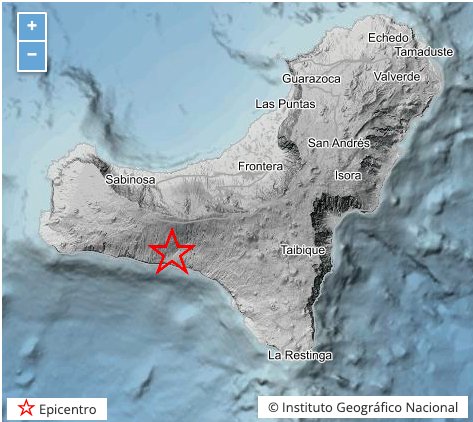Mapa del seísmo de El Hierro del 22 de mayo 2024