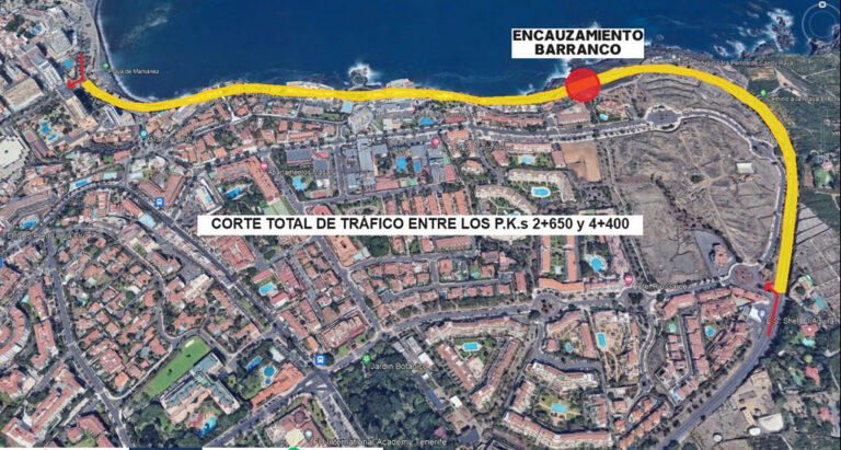 Desvíos de tráfico en la TF-31, en el Puerto de la Cruz, por obras de mejora
