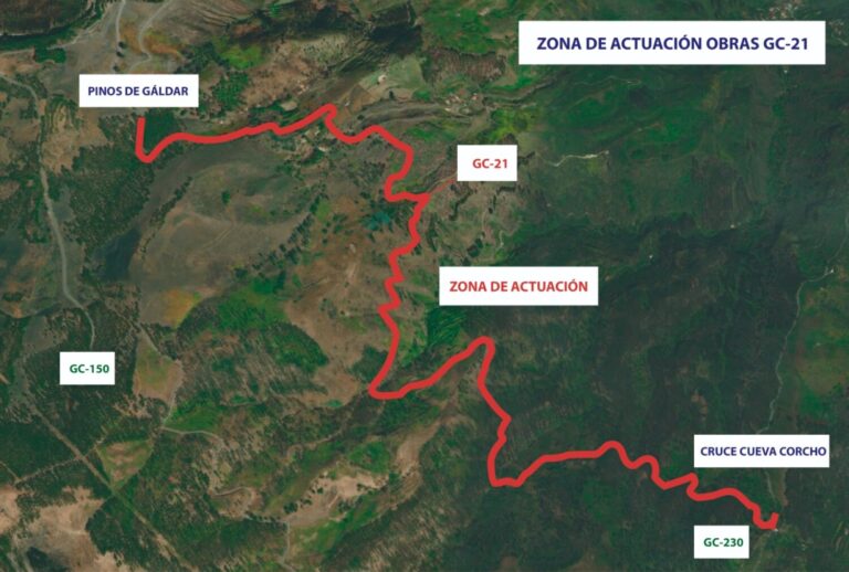 El Cabildo de Gran Canaria cierra la GC-21 entre Cueva Corcho y Pinos de Gáldar esta semana