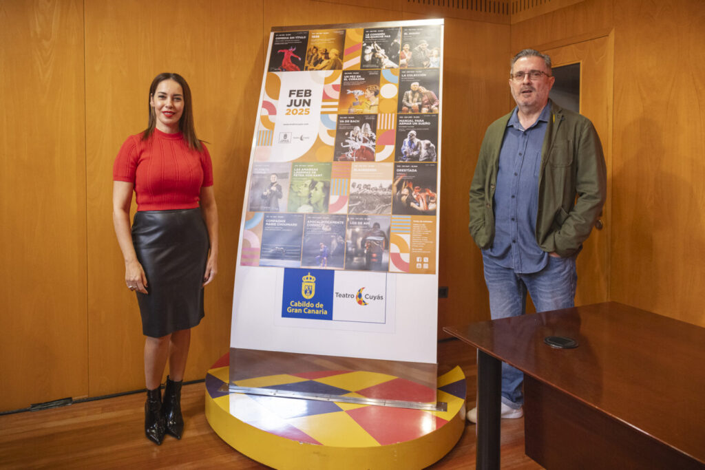 El Cuyás presenta la segunda parte de su temporada. Guacimara Medina, consejera de Cultura del Cabildo de Gran Canaria, y el director artístico del Teatro Cuyás, Gonzalo Ubani, durante la presentación de la segunda temporada del Teatro Cuyás/ Teatro Cuyás