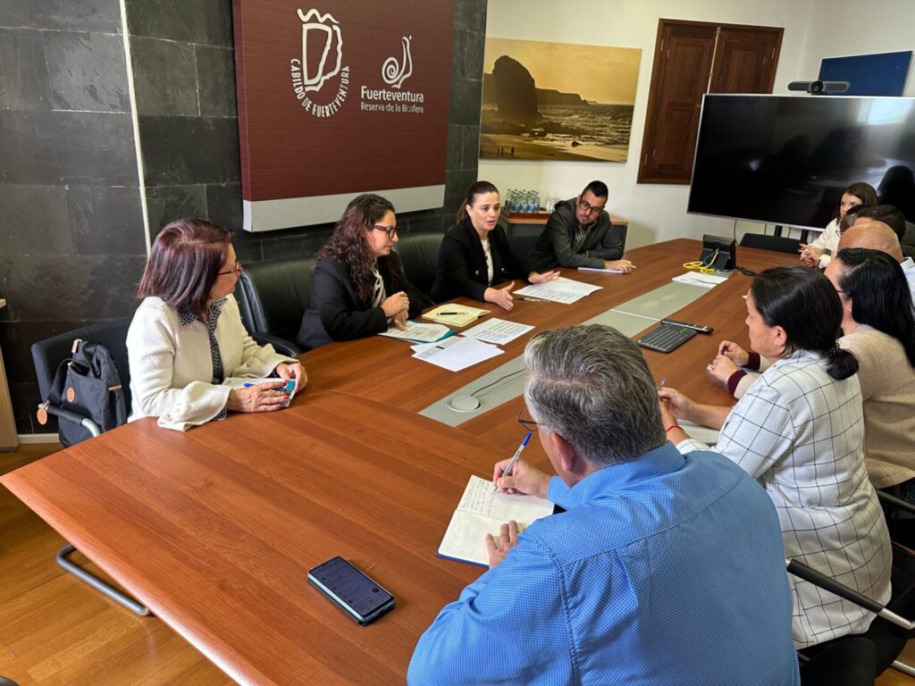 Fuerteventura destina 800.000€ para los planes de empleo social de los ayuntamientos. Nuria Cabrera, consejera de Empleo, reunida con los representantes de los 6 ayuntamientos de Fuerteventura/ Cabildo de Fuerteventura.