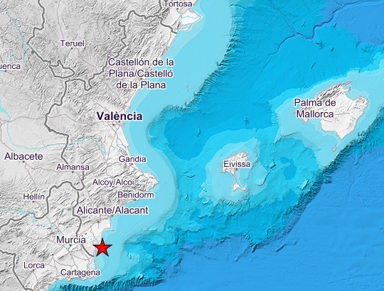 Terremoto de 2,8 al sur de la Comunidad Valenciana y Murcia