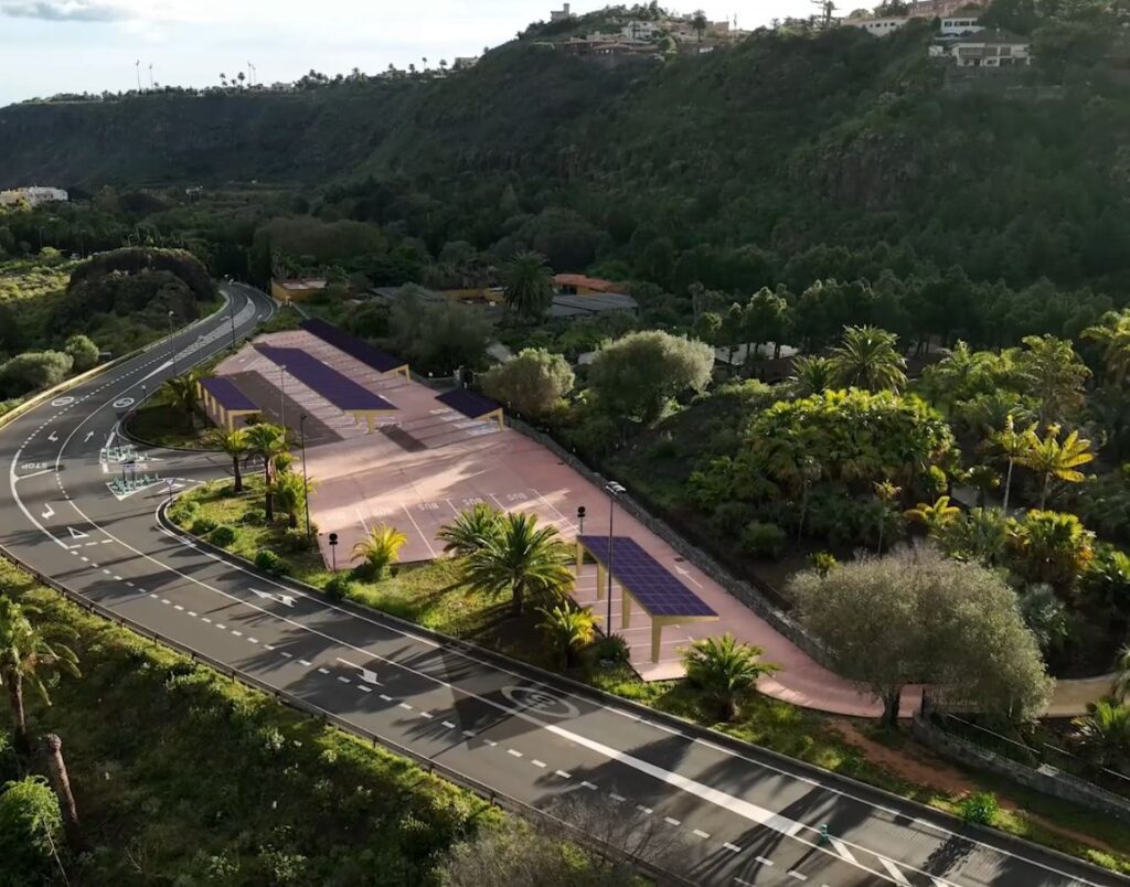 Gran Canaria licita una planta fotovoltaica y dos baterías en el Jardín Canario. Infografía de la planta de autoconsumo del Jardín canario/ Cabildo de Gran Canaria.