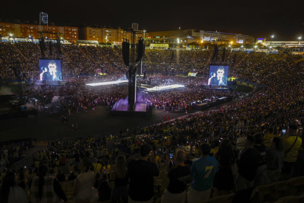 Imagen aérea del Estadio de Gran Canaria durante concierto de Quevedo de este sábado