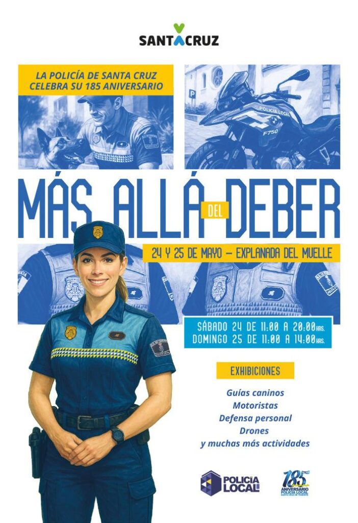 La Policía Local de Santa Cruz celebra su 185 aniversario. Cartel del 185 aniversario de la Policía Local de Santa Cruz de Tenerife/ Ayuntamiento de Santa Cruz de Tenerife.