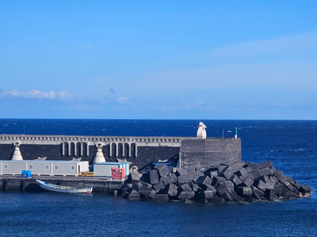 Cayuco que llegó por sus propios medios este 14 de mayo al muelle de La Restinga en El Hierro / RTVC / Haridian Marichal
