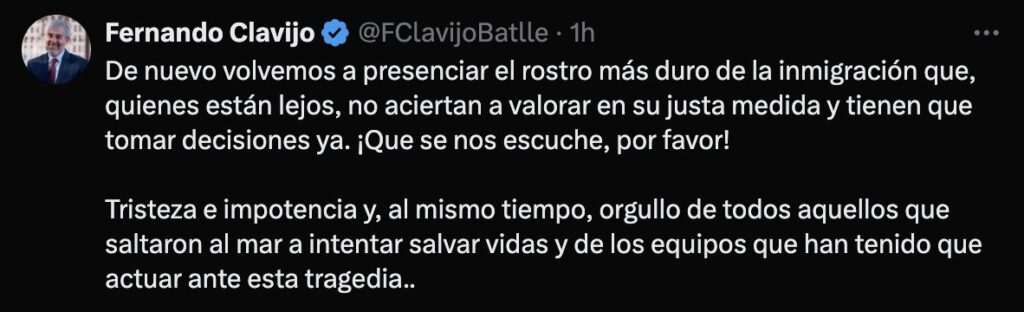 Mensaje del presidente de Canarias, Fernando Clavijo, en X