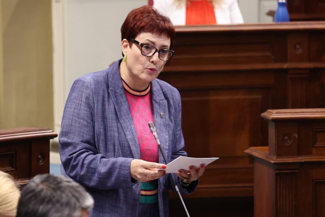 La consejera de Bienestar Social del Gobierno de Canarias, Candelaria Delgado, en el pleno del Parlamento del 24 de junio de 2025. Imagen Gobierno de Canarias