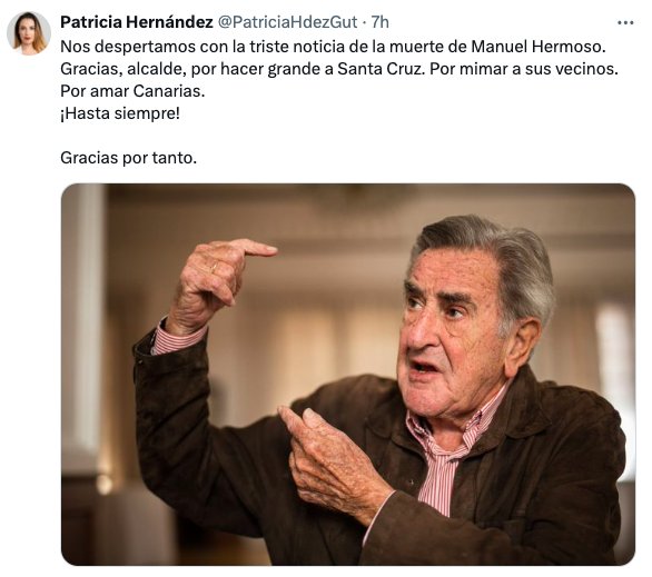 Patricia Hernandez, secretaria General del PSOE en Santa Cruz de Tenerife da sus condolencias por la muerte de Manuel Hermoso