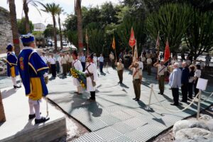 Autoridades civiles y militares conmemoran el 426 º aniversario de la Batalla del Batán en el Castillo de Mata en Las Palmas de Gran Canaria
